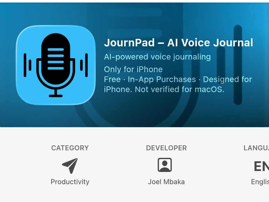JournPad: AI Voice Journal App Store listing screenshot